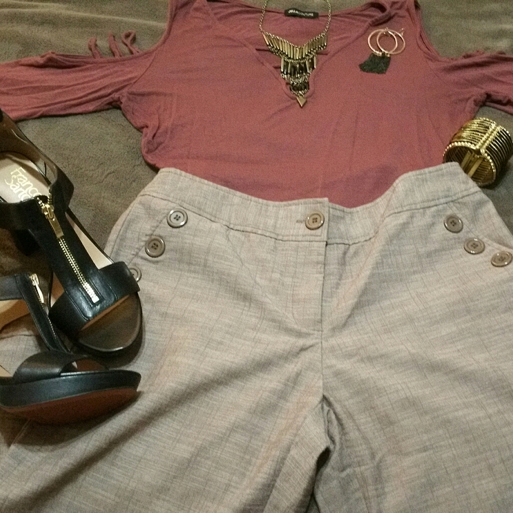 Brown wide leg dress capris